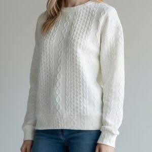 Cupshe Cream Oversized Honeycomb Textured Long Sleeve Top Women's Size XS NWT